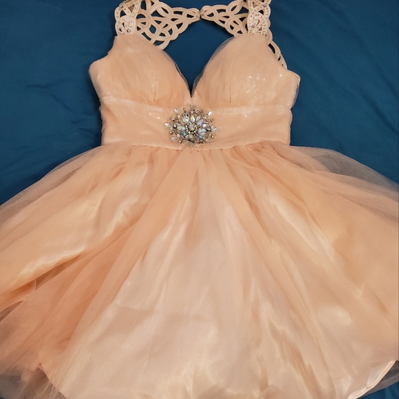 Bee Darlin Peach Junior Dress, Prom, Homecoming Size 9/10 - Picture 2 of 11